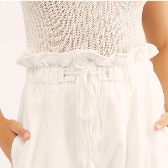 NEW Free People $98 Margate Ivory Paper Bag Waist Pant Trouser NWT Small - Picture 15 of 16